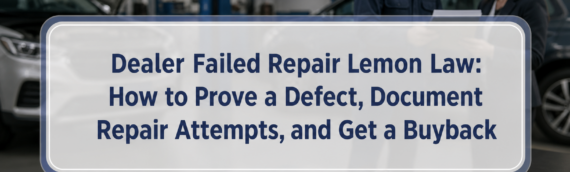 Dealer Failed Repair Lemon Law: How to Prove a Defect, Document Repair Attempts, and Get a Buyback